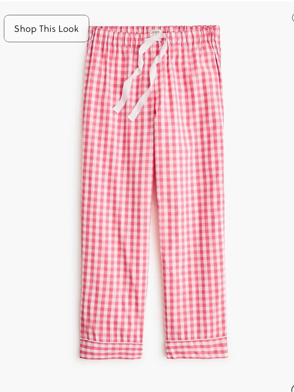 J. Crew Pink and White Gingham Cropped Pajama Pants